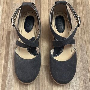 BOC Denim Blue Strappy Wedge Espadrille Shoes